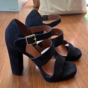 Elizabeth and James black suede heels